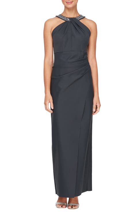 Contour Collection Halter Neck Column Evening Gown