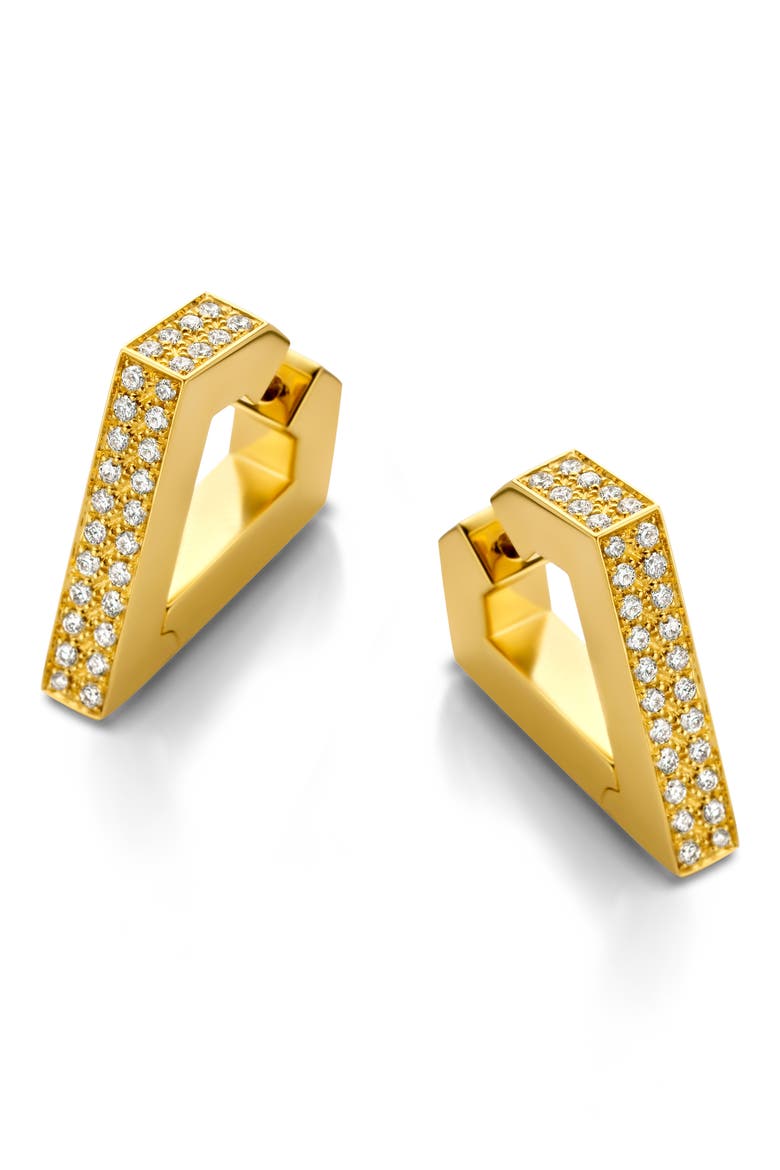 Maxi Brute Diamond Huggie Hoop Earrings, Main, color, YELLOW GOLD