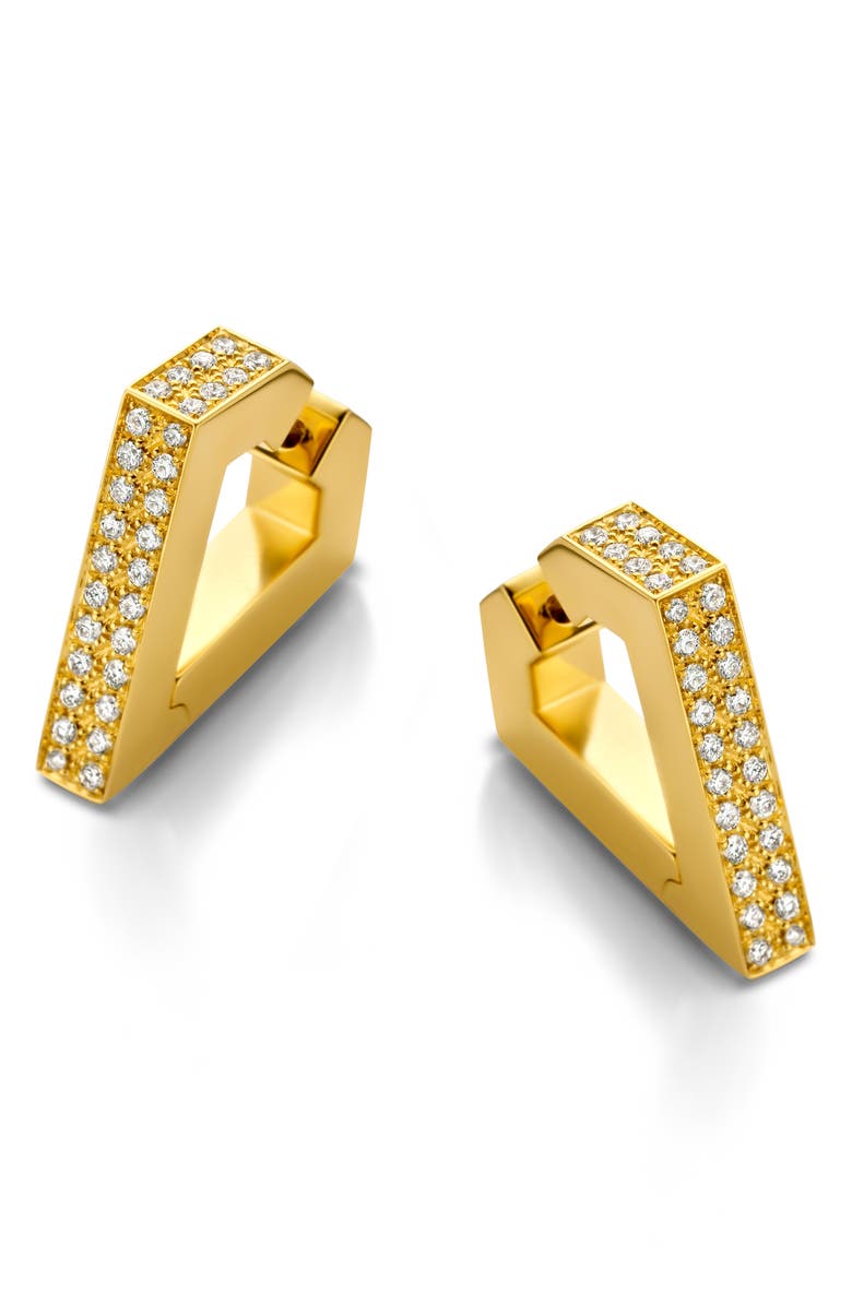 DRIES CRIEL Maxi Brute Diamond Huggie Hoop Earrings, Main, color, Yellow Gold