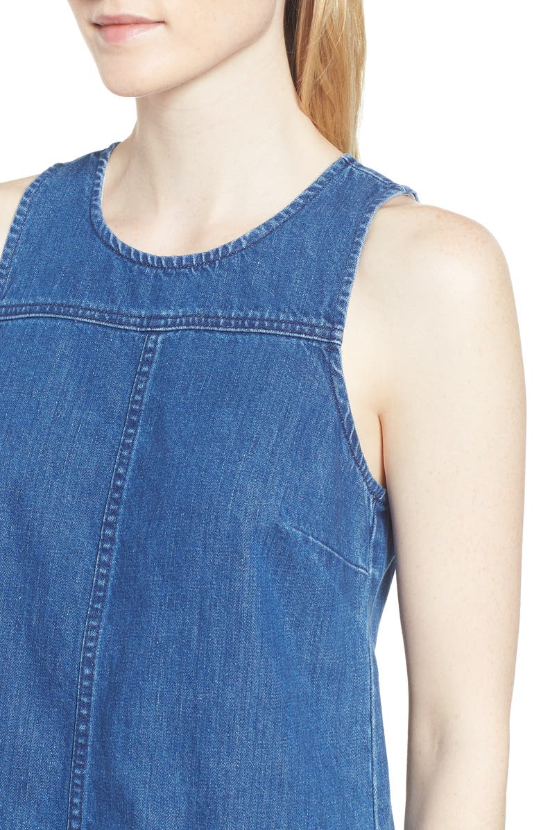 J.Crew Raw Edge Hem Denim Shift Dress, Alternate, color, 