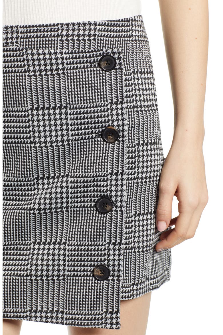 Houndstooth Check Button Wrap Skirt, Alternate, color, PLAID