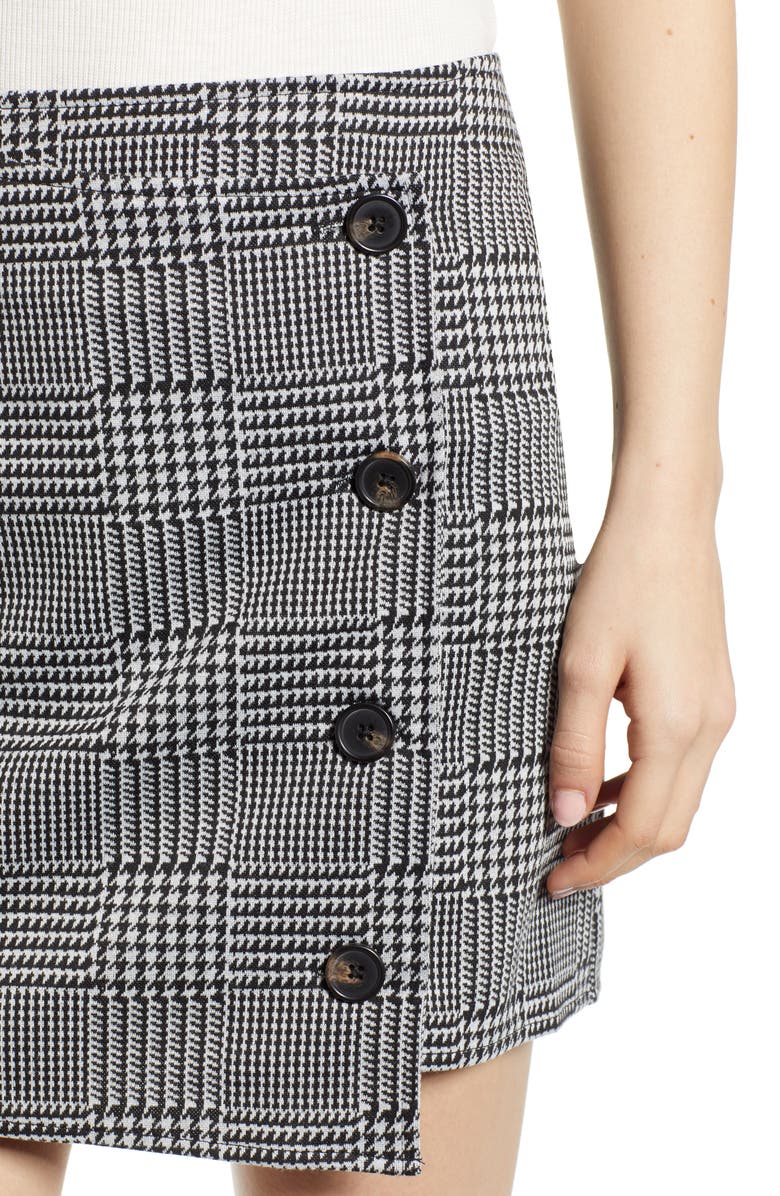 Love, Fire Houndstooth Check Button Wrap Skirt, Alternate, color, 