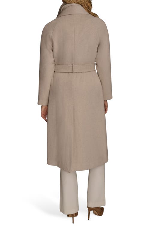Donna Karan New York Wool Blend Coat With Scarf In Gray