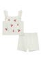 Cherry Pointelle Ruffle Tank Top & Shorts Set