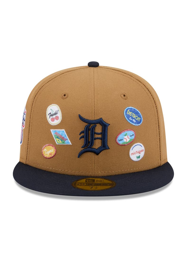 Men's New Era Tan Detroit Tigers Fruit Sticker 59FIFTY Fitted Hat, Alternate, color, Tan