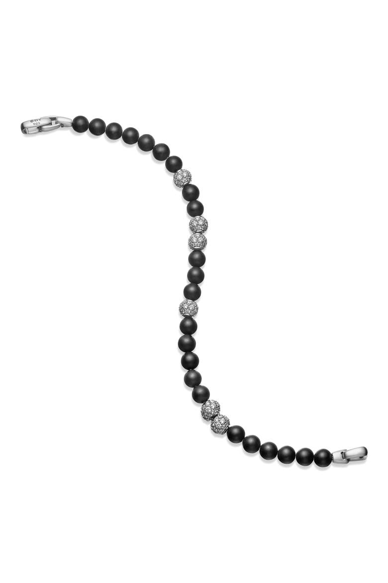 Spiritual Beads Bracelet in Sterling Silver with Black Onyx & Pavé Diamonds, Alternate, color, STERLING SILVER
