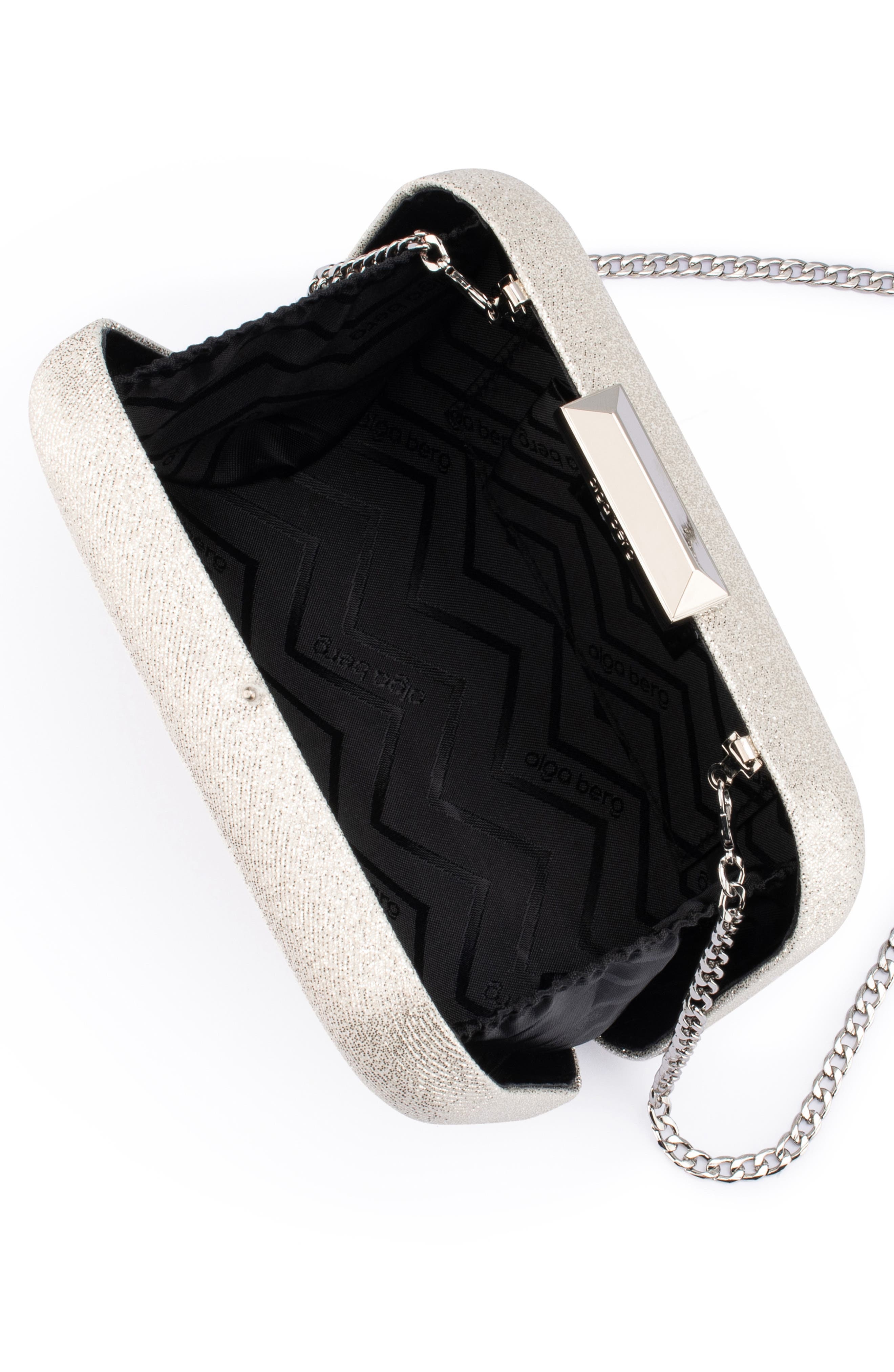 Olga Berg Tamar Metallic Frame Clutch, Alternate, color, 