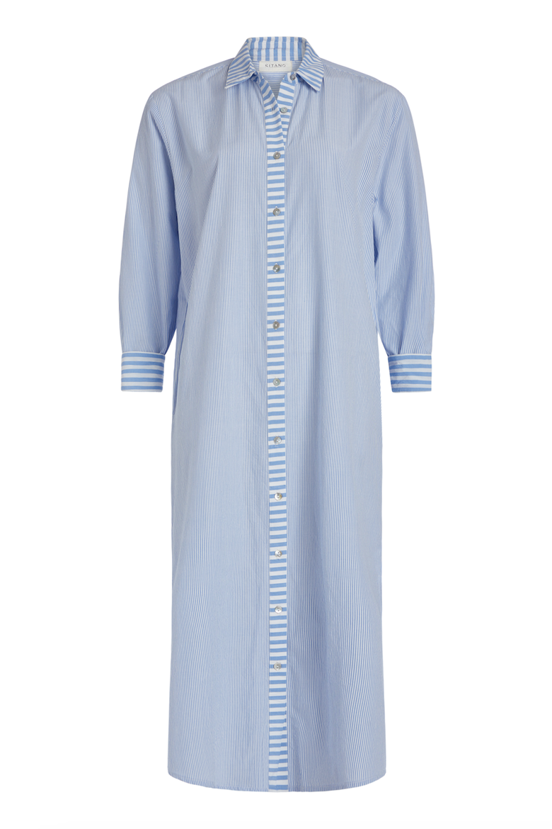 Riga Striped Shirt Dress, Alternate, color, Light Blue Stripes