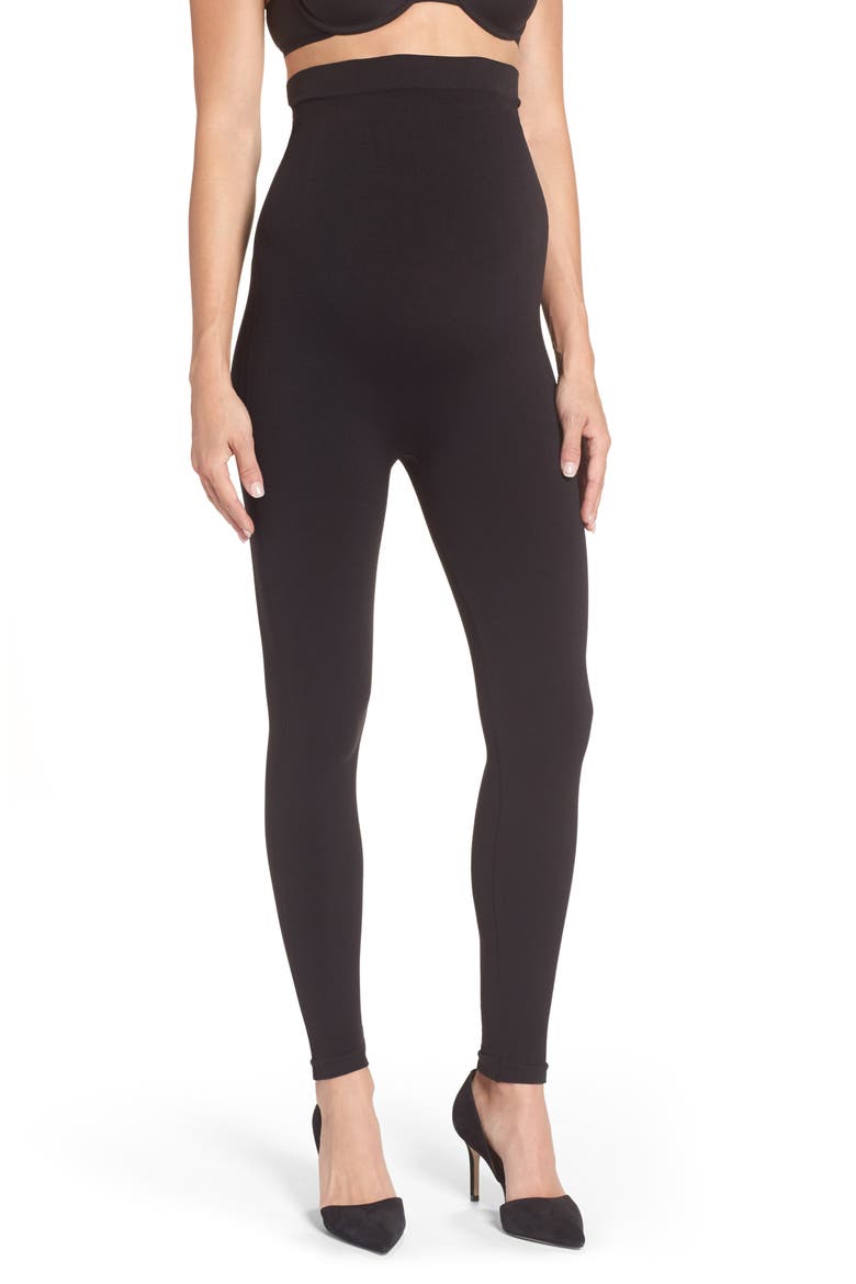 Mama Look at Me Now Seamless Maternity Leggings, Main, color, VERY BLACK