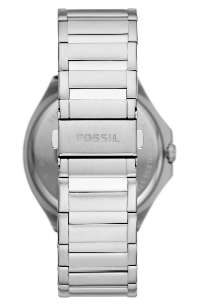 Fossil Evanston Three-Hand Quartz Bracelet Watch, 45mm, Alternate, color, Silver