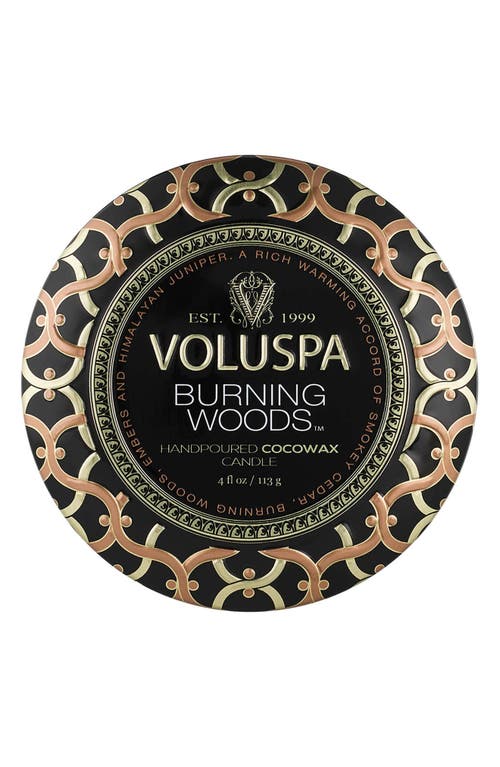 Voluspa Burning Woods Mini Tin Candle In Brown