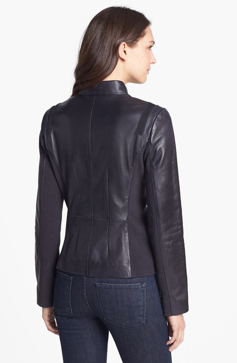 Elie Tahari 'Marta' Leather Scuba Jacket, Alternate, color, 
