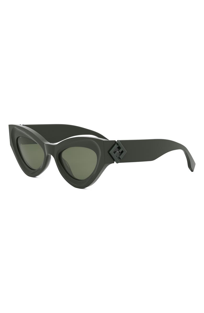 Fendi FF Diamonds 52mm Cat Eye Sunglasses, Alternate, color, Shiny Dark Green / Green