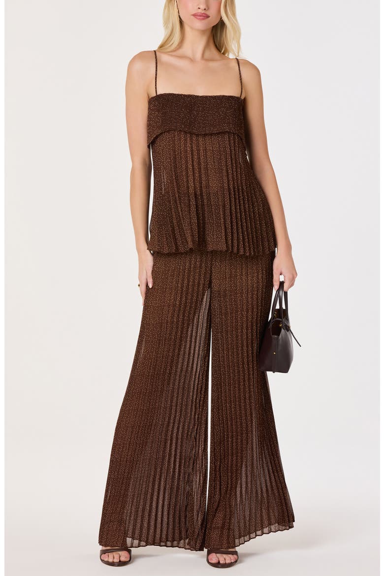 Janesa Plissé Wide Leg Pants, Alternate, color, BROWN POLKADOT
