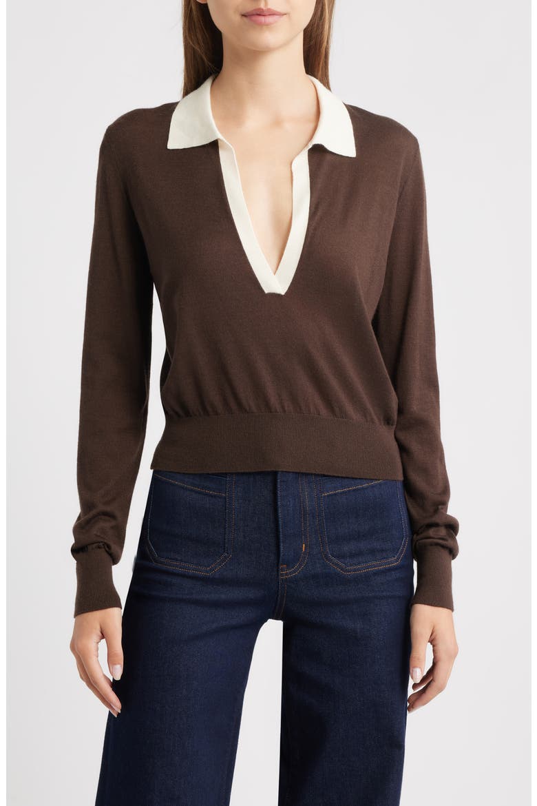 The Two Tone Cashmere & Silk Blend Polo Sweater, Main, color, COFFEE MULTI