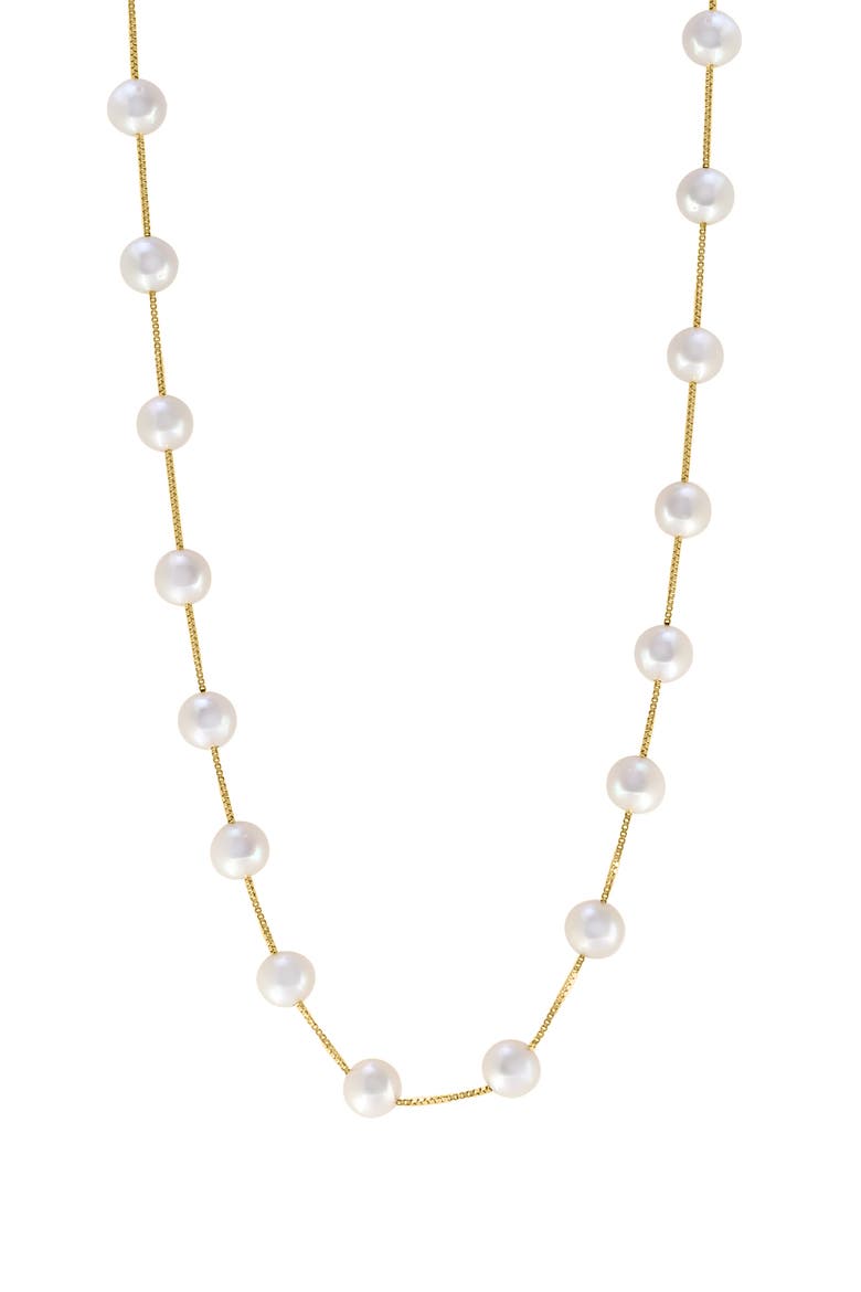 14K Yellow Gold Freshwater Pearl 18'' Station Necklace, Main, color, 14K Gold