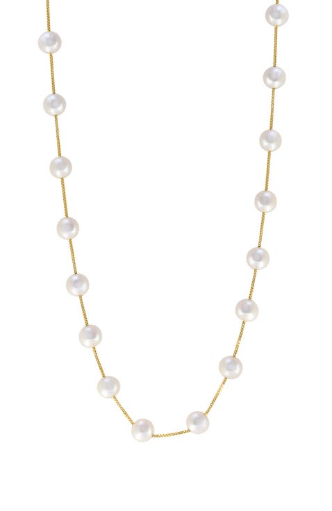 14K Yellow Gold Freshwater Pearl 18'' Station Necklace