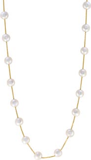 EFFY 14K Yellow Gold Freshwater Pearl 18'' Station Necklace
