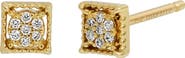 Bony Levy Icon 18K Yellow Gold Pavé Diamond Square Stud Earrings - 0.04ct.
