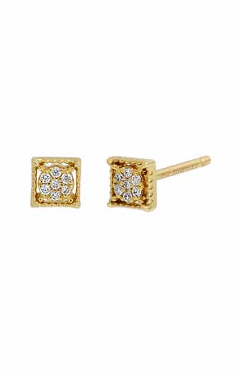 Bony Levy Icon 18K Yellow Gold Pavé Diamond Square Stud Earrings - 0.04ct.