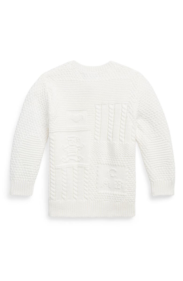 Ralph Lauren Mixed Stitch Cotton Cardigan, Alternate, color, Trophy Cream