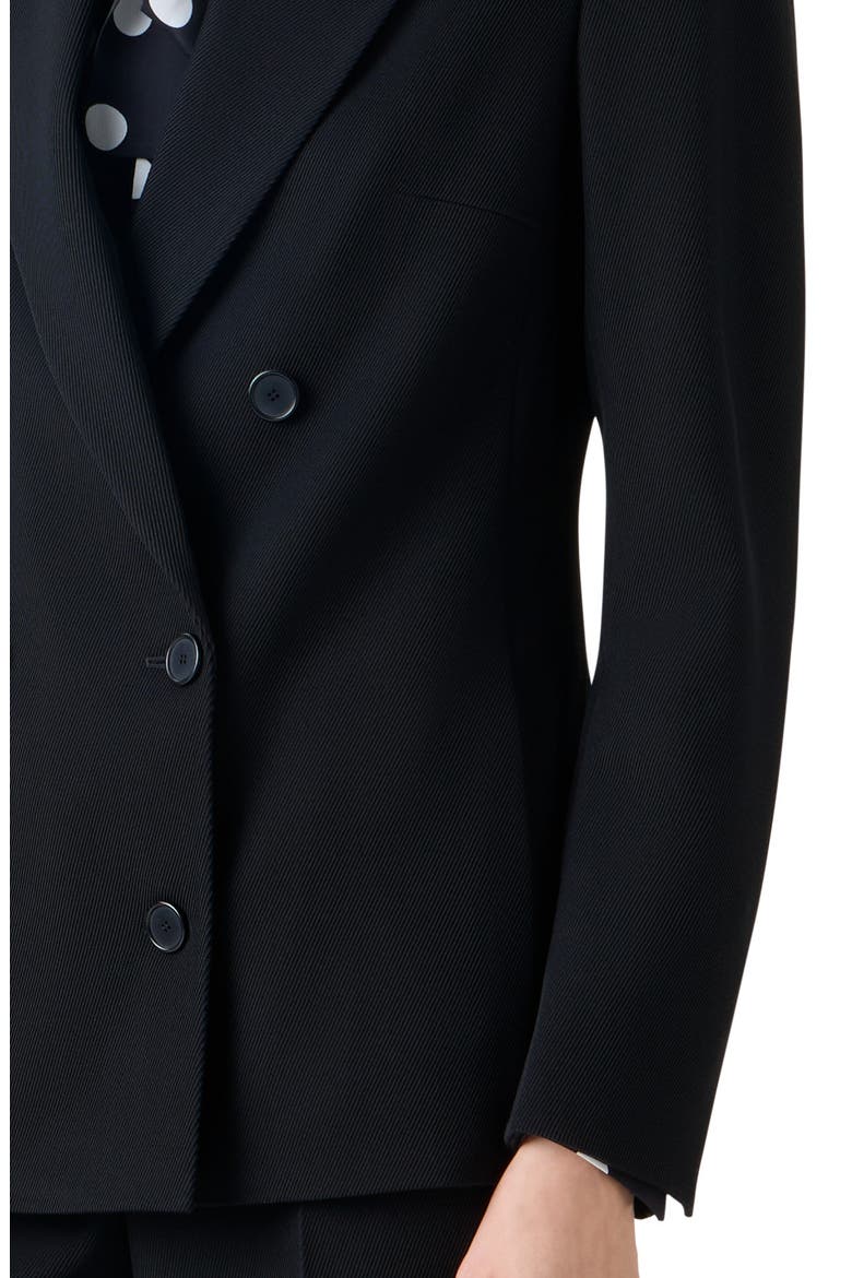 Double Breasted Virgin Wool Tricotine Jacket, Alternate, color, BLACK