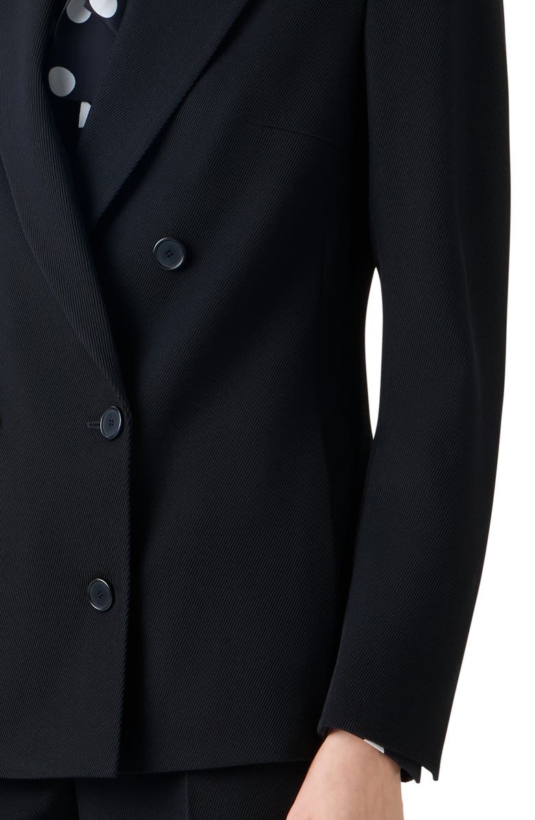 Akris punto Double Breasted Virgin Wool Tricotine Jacket, Alternate, color, Black