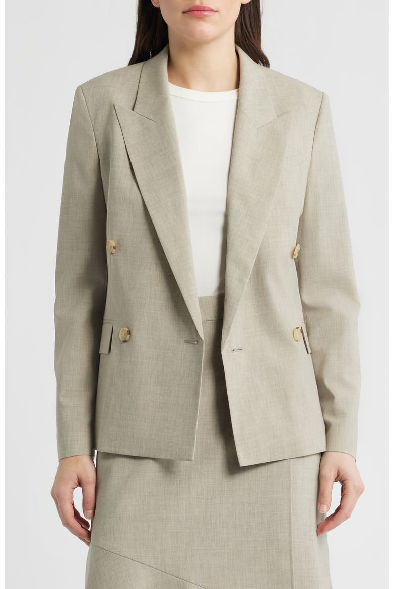 Jaleto Double Breasted Virgin Wool Blazer, Alternate, color, PUMICE