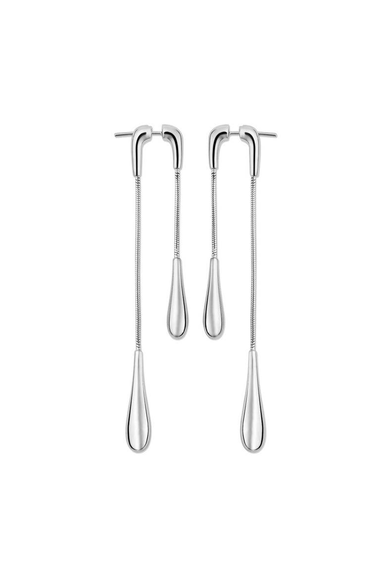 Double Drop Earrings Front and Back, Main, color, Sterling Silver