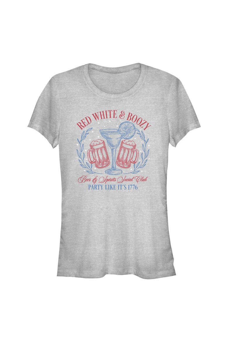 Juniors Lost Gods Red White and Boozy Party T Shirt, Main, color, Athletic Heather