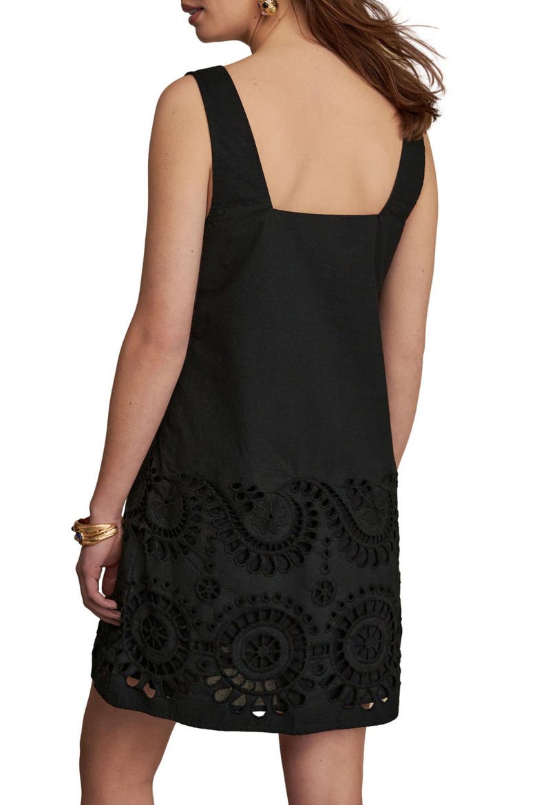 Cutwork Sleeveless Cotton Minidress, Alternate, color, BLACK