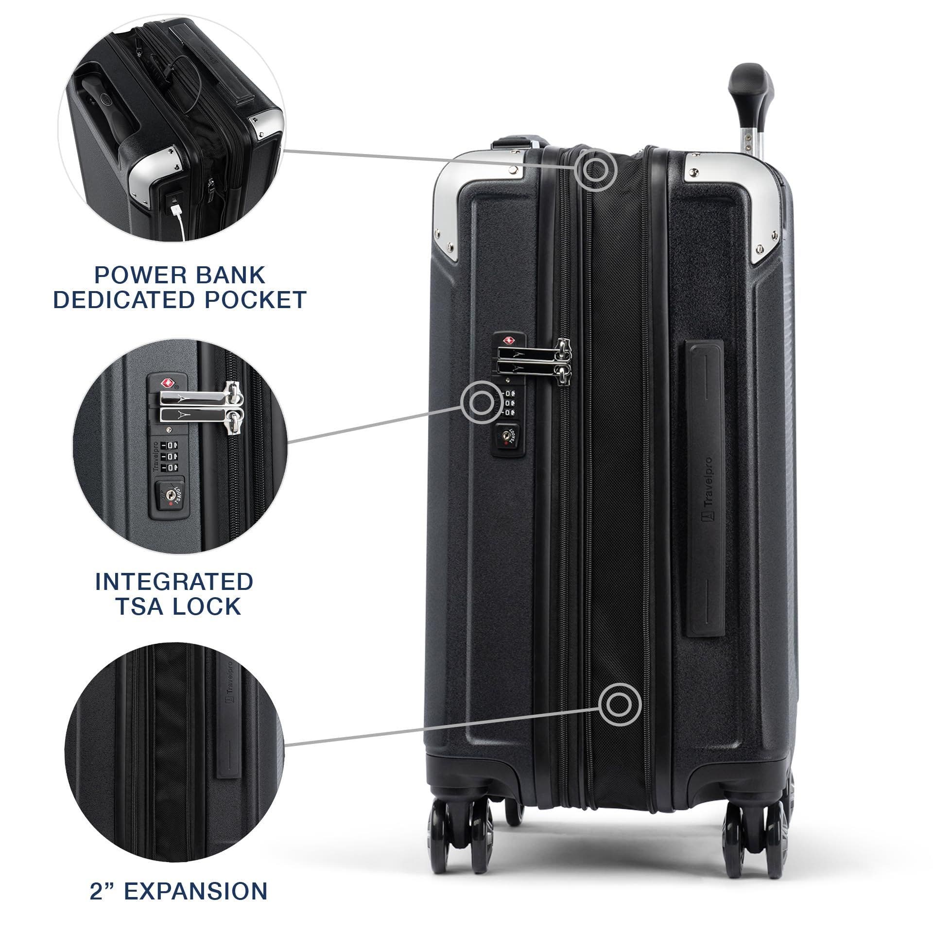 TRAVELPRO Platinum Elite Hardside Expandable Carry-on 21-Inch Spinner, Alternate, color, Shadow Black