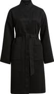 Eileen Fisher Belted Stand Collar Wool Coat