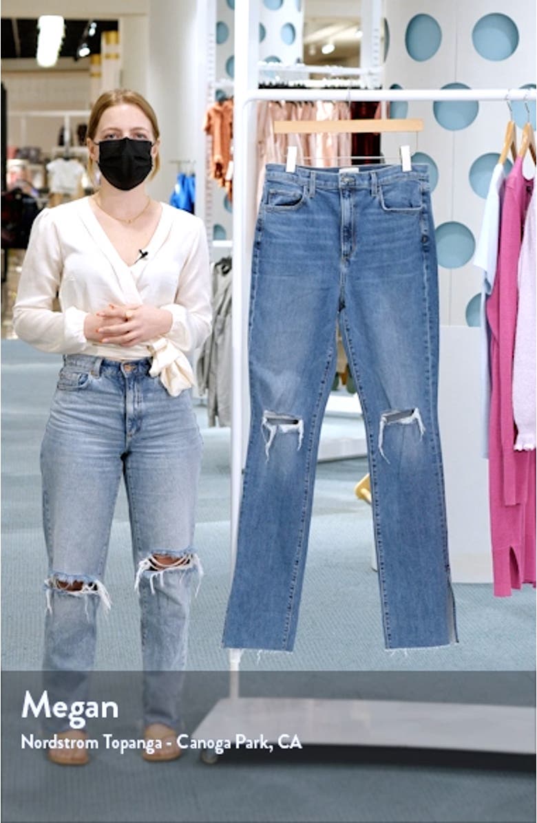 Valentina Tower High Rise Ripped Stretch Split Hem Jeans, sales video thumbnail