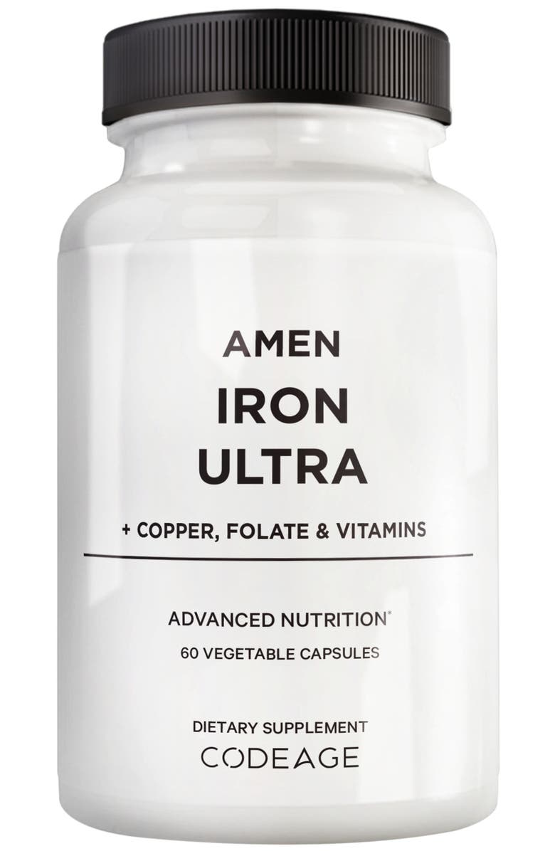 Codeage Amen Iron Ultra + Copper, Folate, Vitamin C & B12, Main, color, White