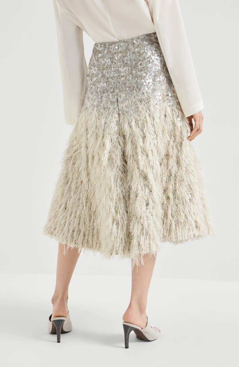 Brunello Cucinelli Dazzling dégradé skirt, Alternate, color, Grey