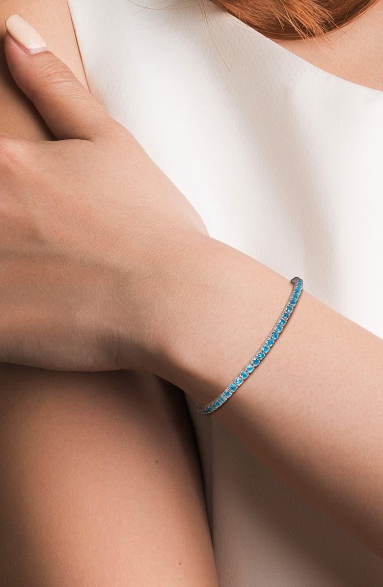 DELMAR London Blue Topaz Tennis Bracelet, Alternate, color,