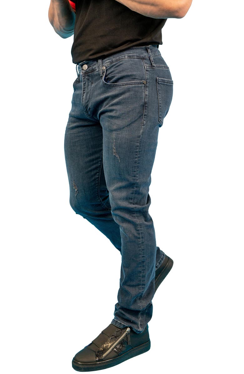 Maceoo Distressed Athletic Fit Stretch Jeans, Alternate, color, Blue