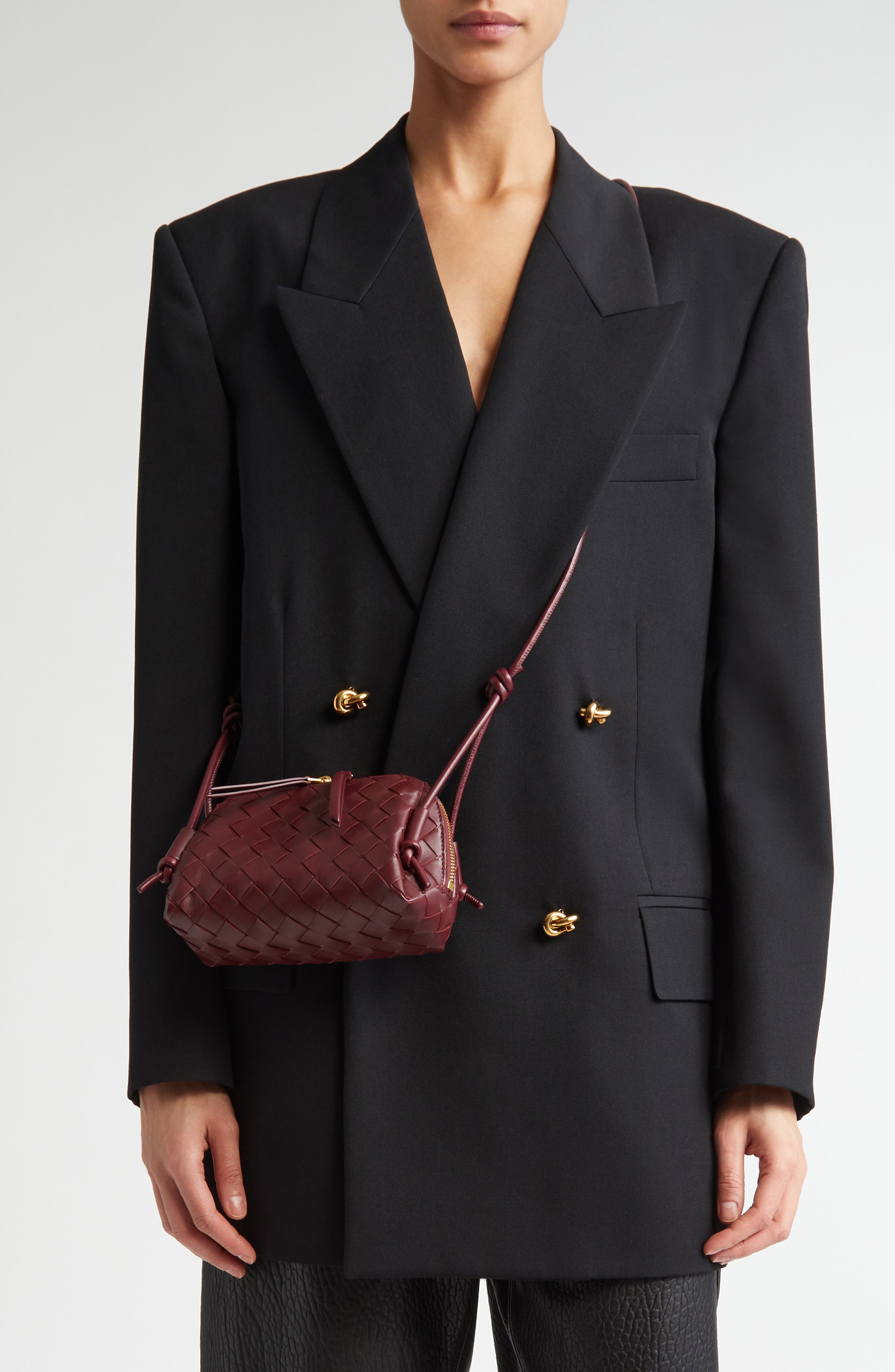 Mini Concert Intrecciato Leather Crossbody Bag, Alternate, color, 2247 BAROLO-GOLD