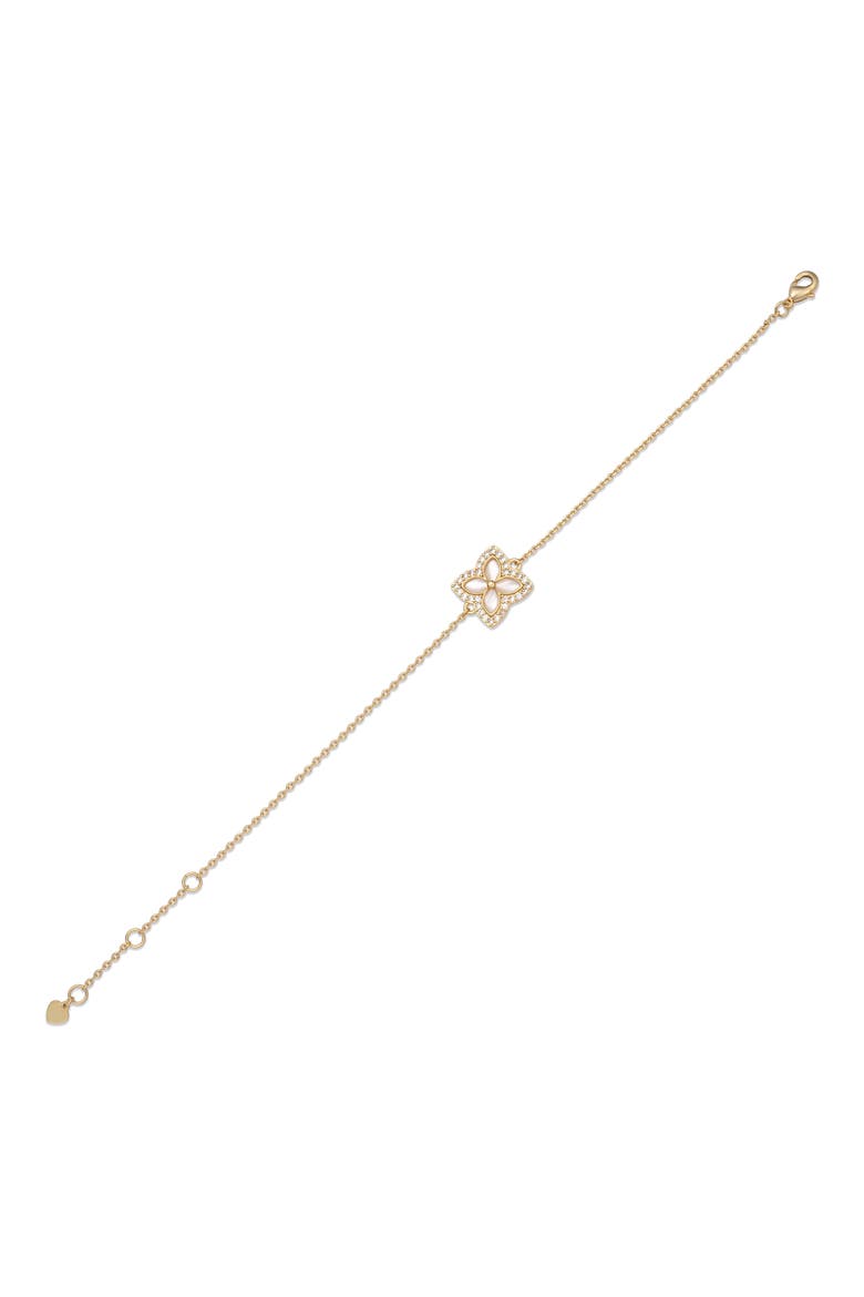 Sabrina 14k Gold Plated Floral Chain Bracelet, Alternate, color, GOLD