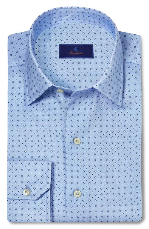 David Donahue Regular Fit Neat Diamond Print Sport Shirt In Sky