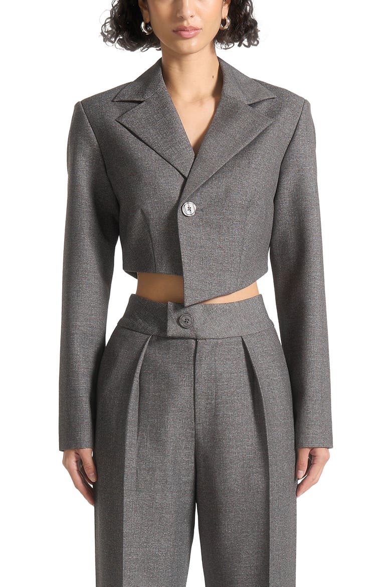 Dina Asymmetric Tailored Cropped Blazer, Alternate, color, Grey Marl