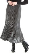MAX STUDIO Pleated Metallic Midi Skirt