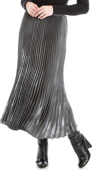 MAX STUDIO Pleated Metallic Midi Skirt