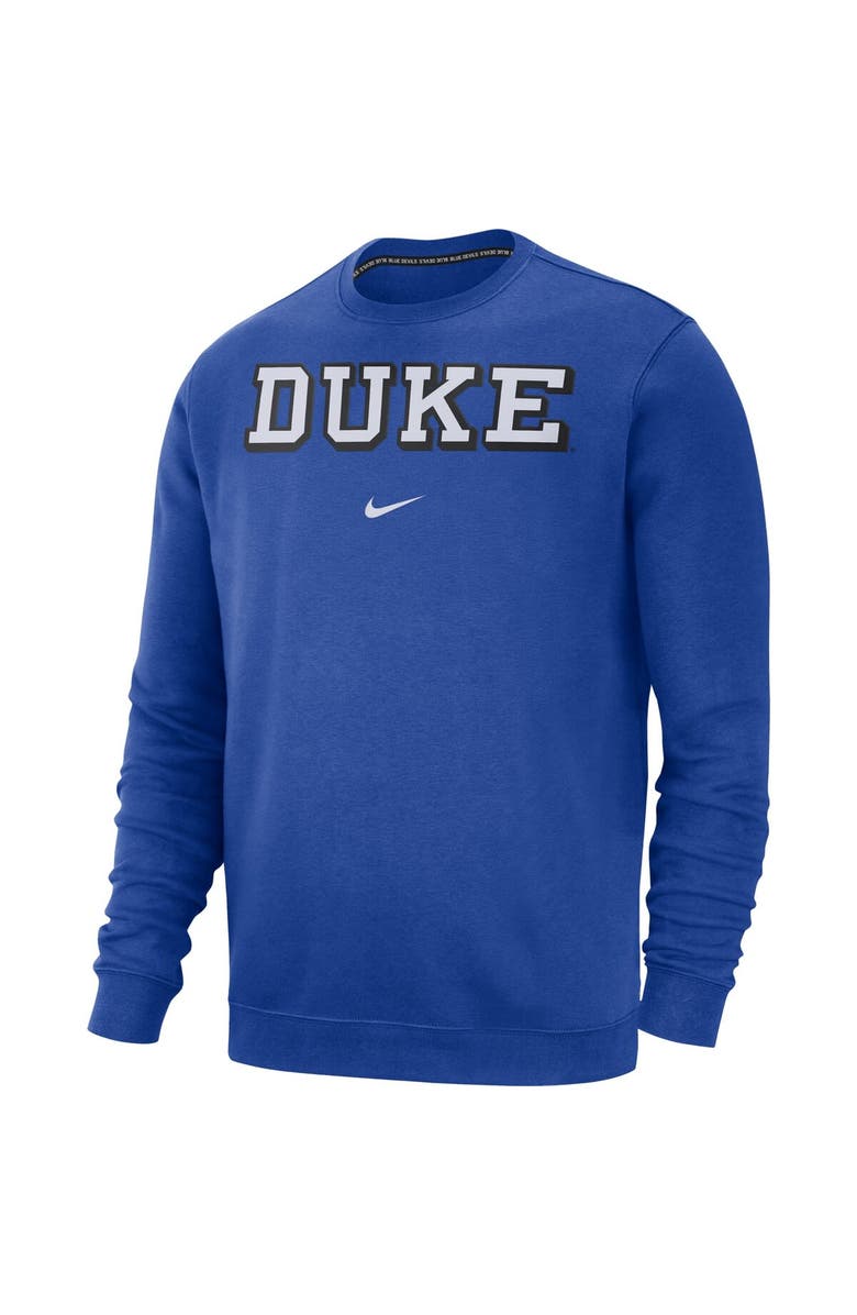 Nike Men's Nike Royal Duke Blue Devils Club Fleece Sweatshirt, Alternate, color, Royal
