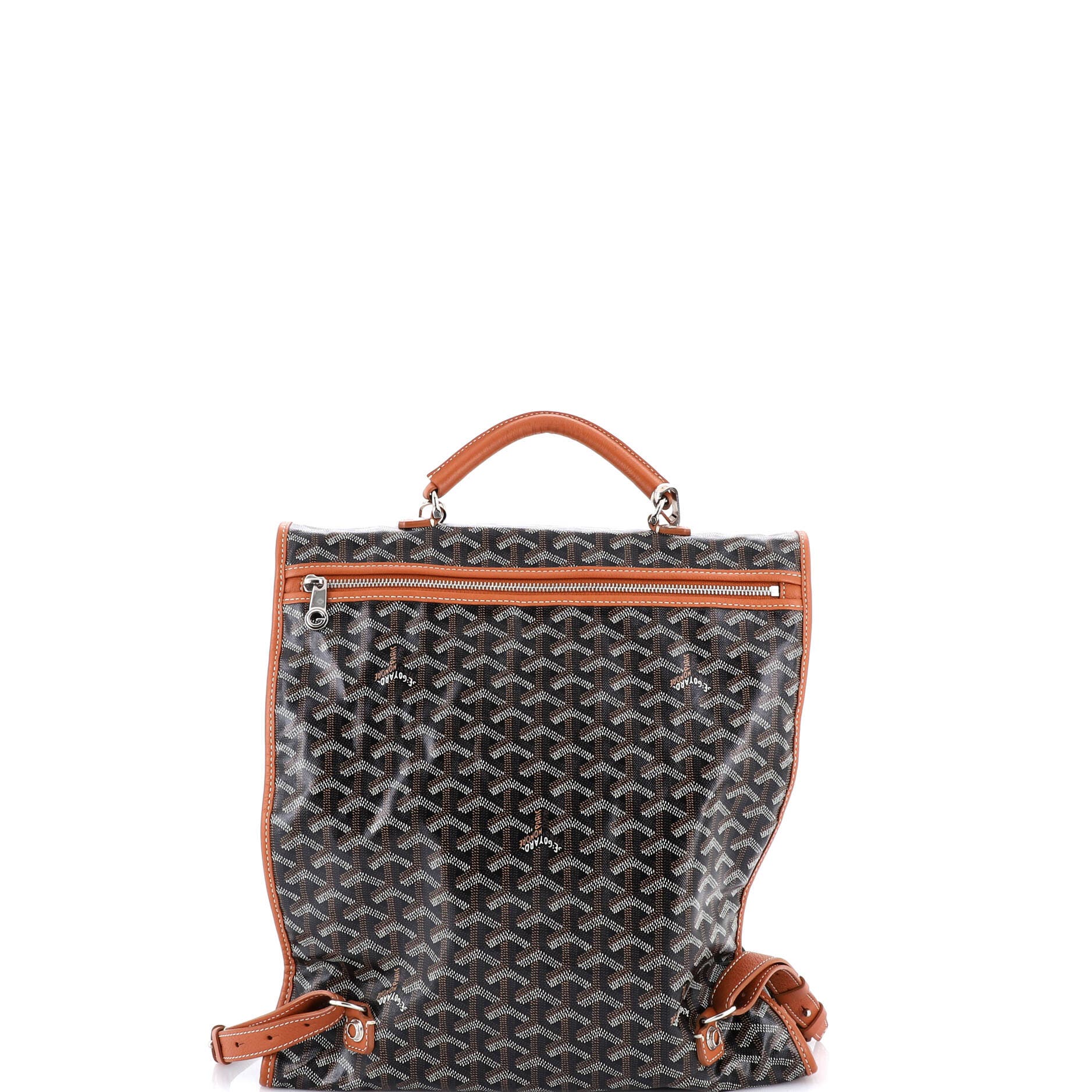 Pre-Owned Goyard Saint Leger Briefcase Backpack Coated Canvas, Alternate, color, Brown