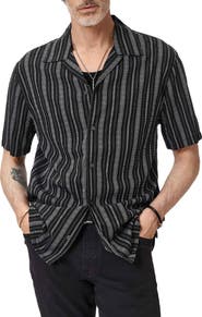 John Varvatos Dan Patterned Stripe Camp Shirt