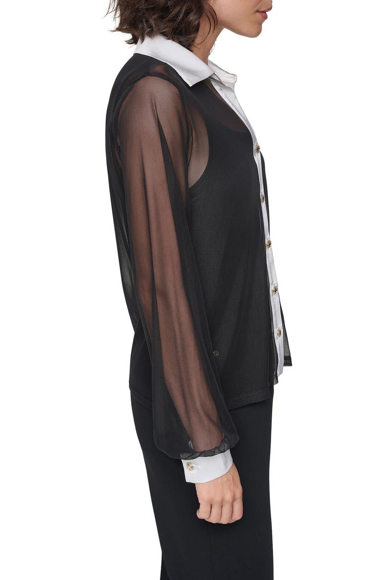 Contrast Mesh Top, Alternate, color, BLACK/ SOFT WHITE