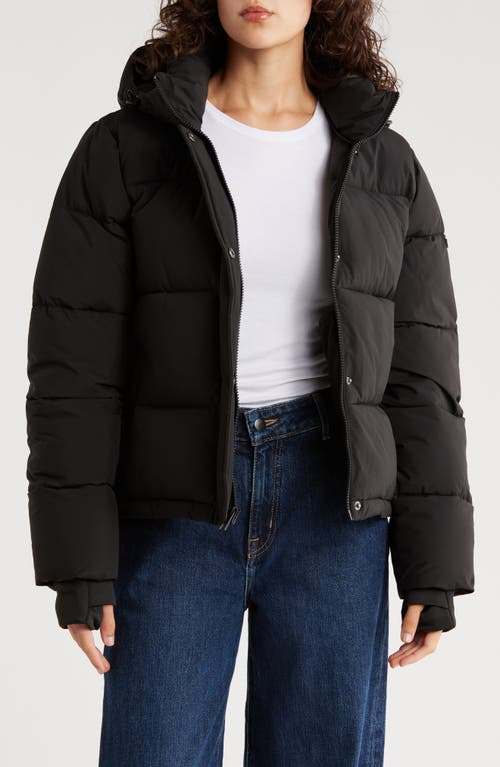 Bcbgeneration Missy Hooded Water Resistant Crop Puffer Jacket In Black