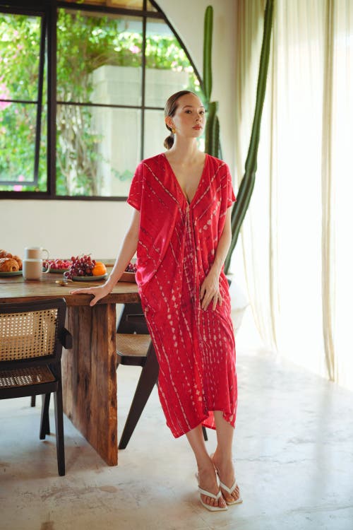 Pink Haley Madella Hand Dyed Kaftan Dress In Red